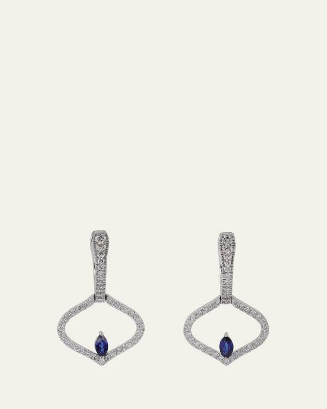 Sarai Diamond and Blue Sapphire Single Motif Earrings